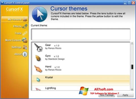 Ekrano kopija CursorFX Windows 7