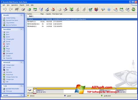 Ekrano kopija Acronis Partition Magic Windows 7
