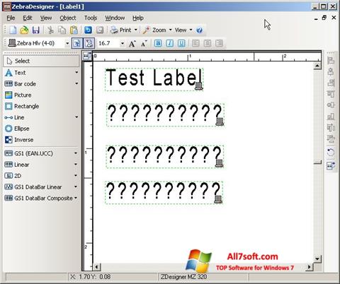 Ekrano kopija Zebra Designer Windows 7