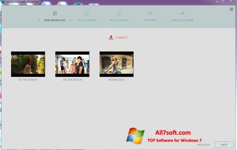 Ekrano kopija Wondershare Filmora Windows 7