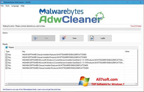 Ekrano kopija AdwCleaner Windows 7