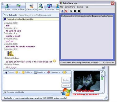 Ekrano kopija Fake Webcam Windows 7