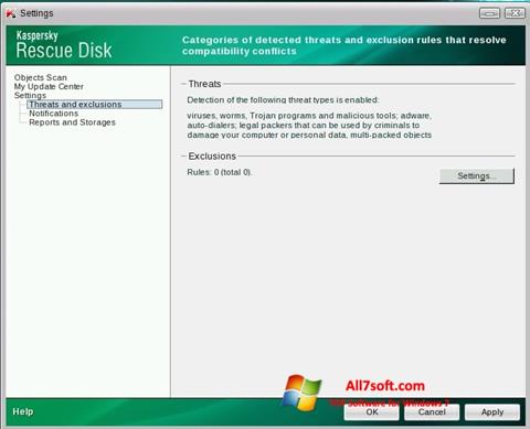 Ekrano kopija Kaspersky Rescue Disk Windows 7