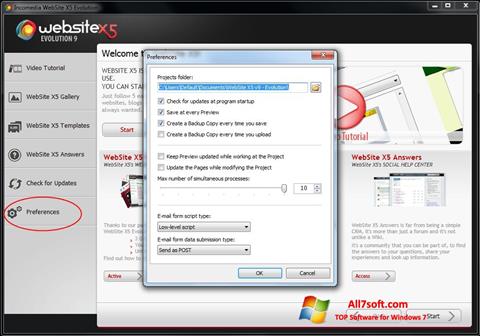 Ekrano kopija WebSite X5 Windows 7