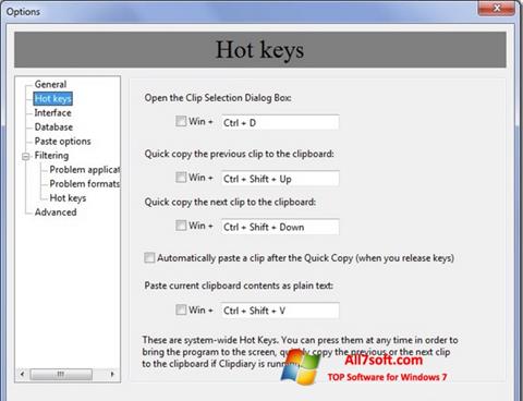 Ekrano kopija Clipdiary Windows 7