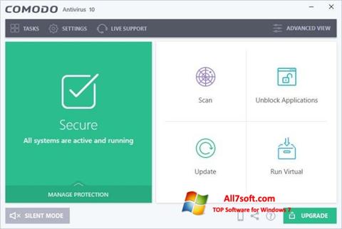 Ekrano kopija Comodo Antivirus Windows 7